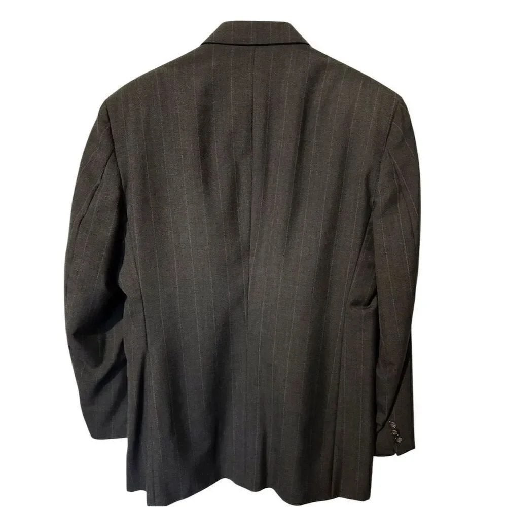 Men's Executive Collection Blue‎ Pinstripe Double-Breasted Lined Blazer Size 42L